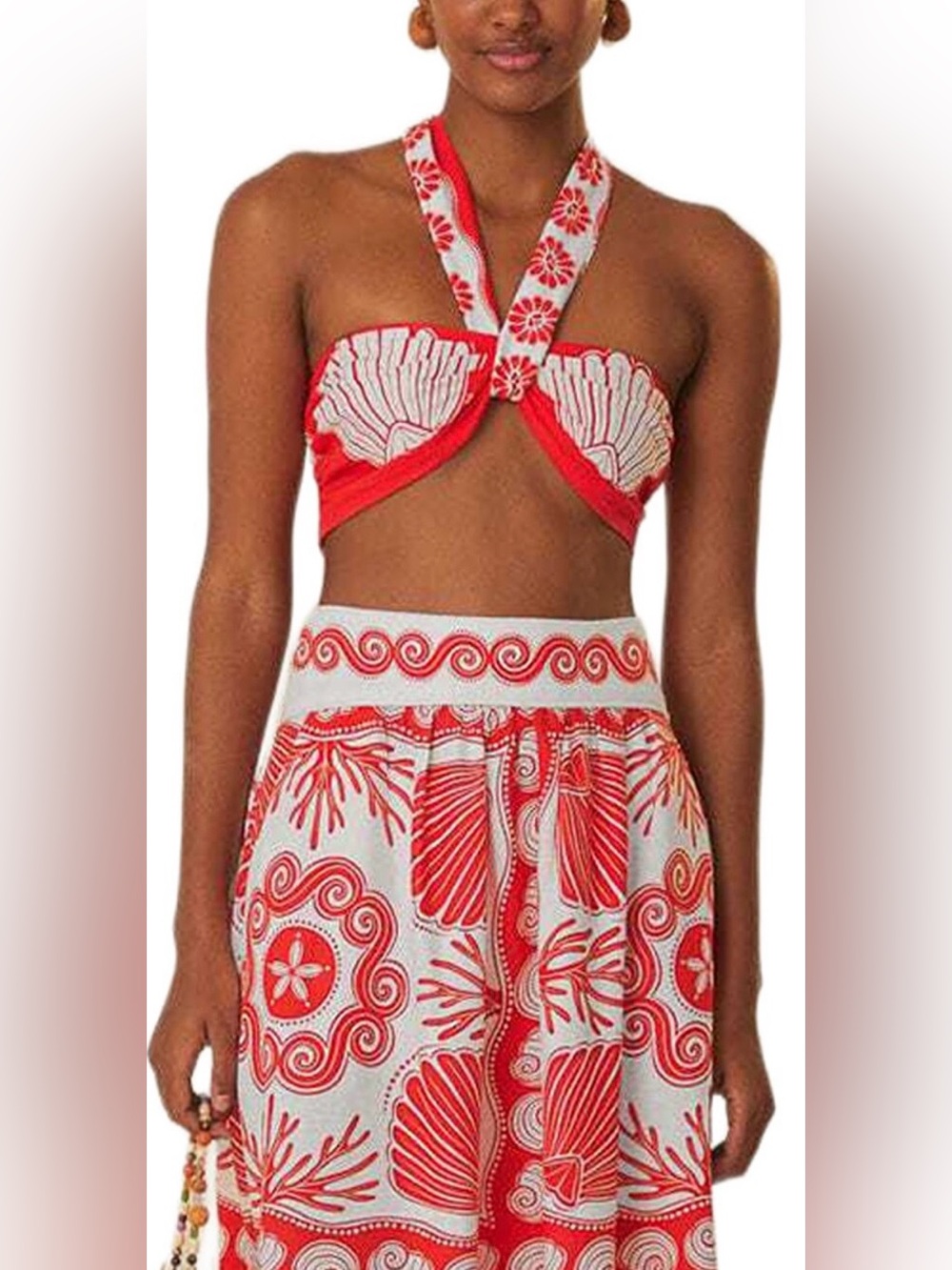 FARM Rio Red and White Top